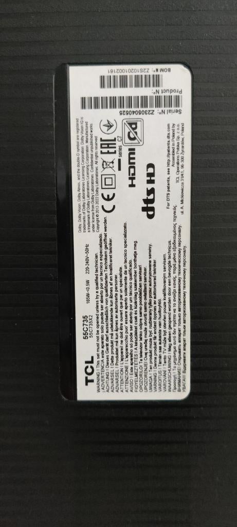 TCL55C735 (écran cassé), Enlèvement ou Envoi