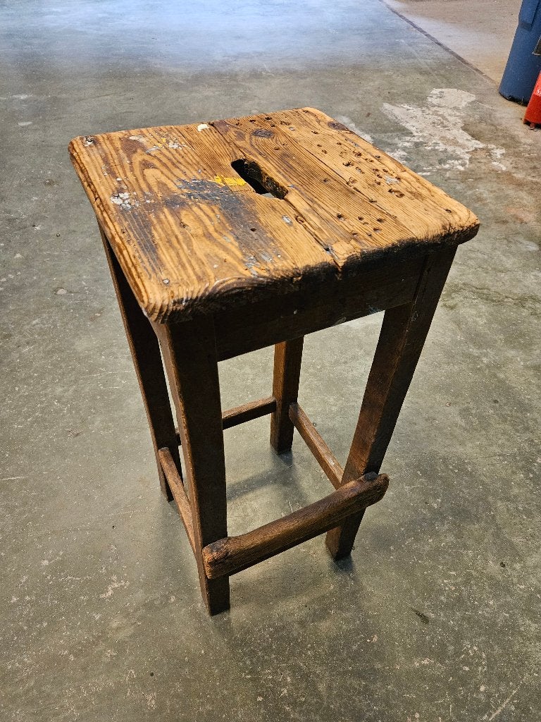 Tabouret d'atelier vintage en bois massif, Enlèvement ou Envoi, Utilisé, Bois