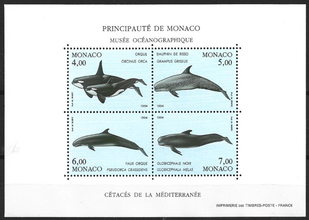 MONACO 1994 Walvissen III Blokje, Michel: B-62, Postfris., Verzenden, Postfris, Dier of Natuur