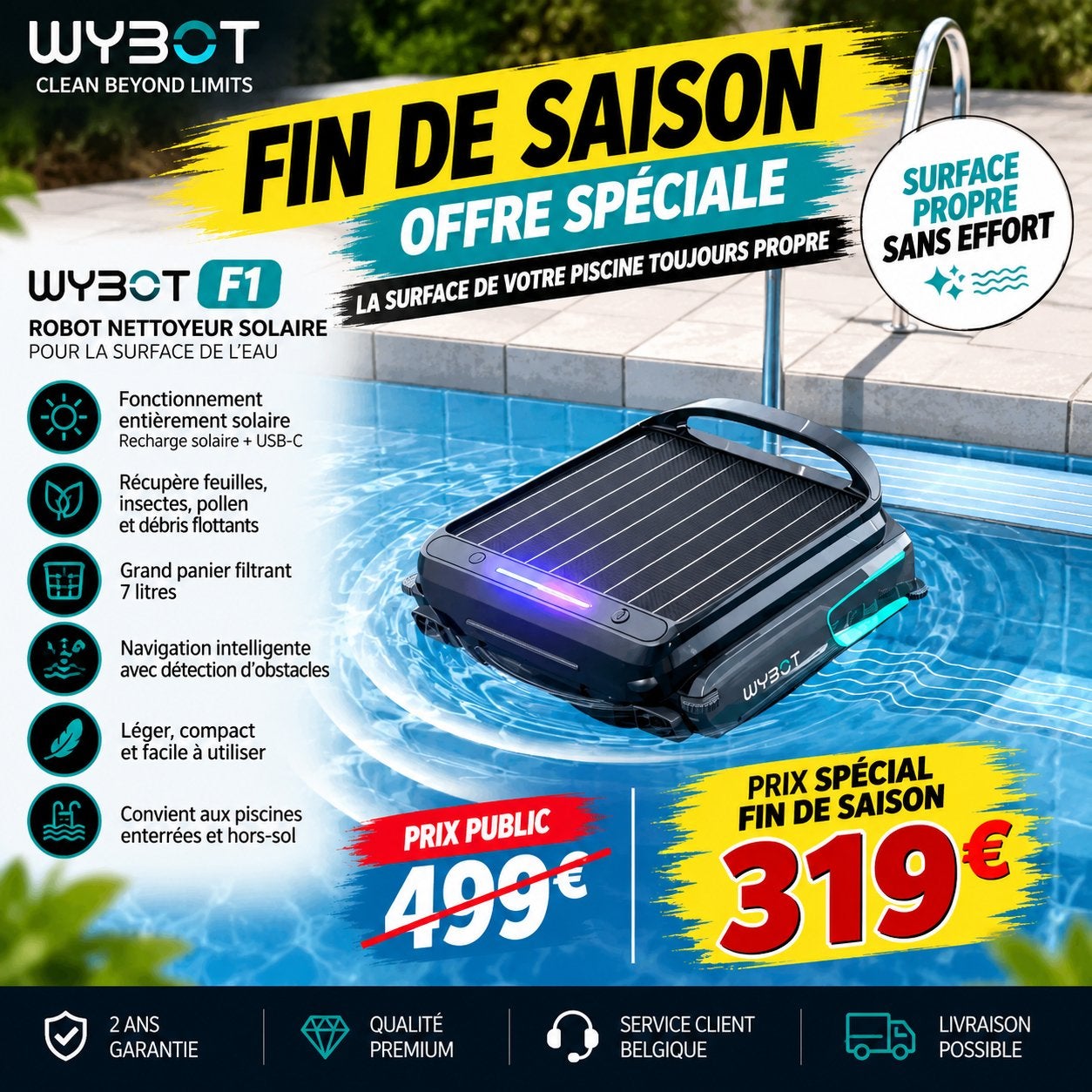 Robot de nettoyage de piscine Wybot F1 NEUF, Enlèvement ou Envoi, Neuf