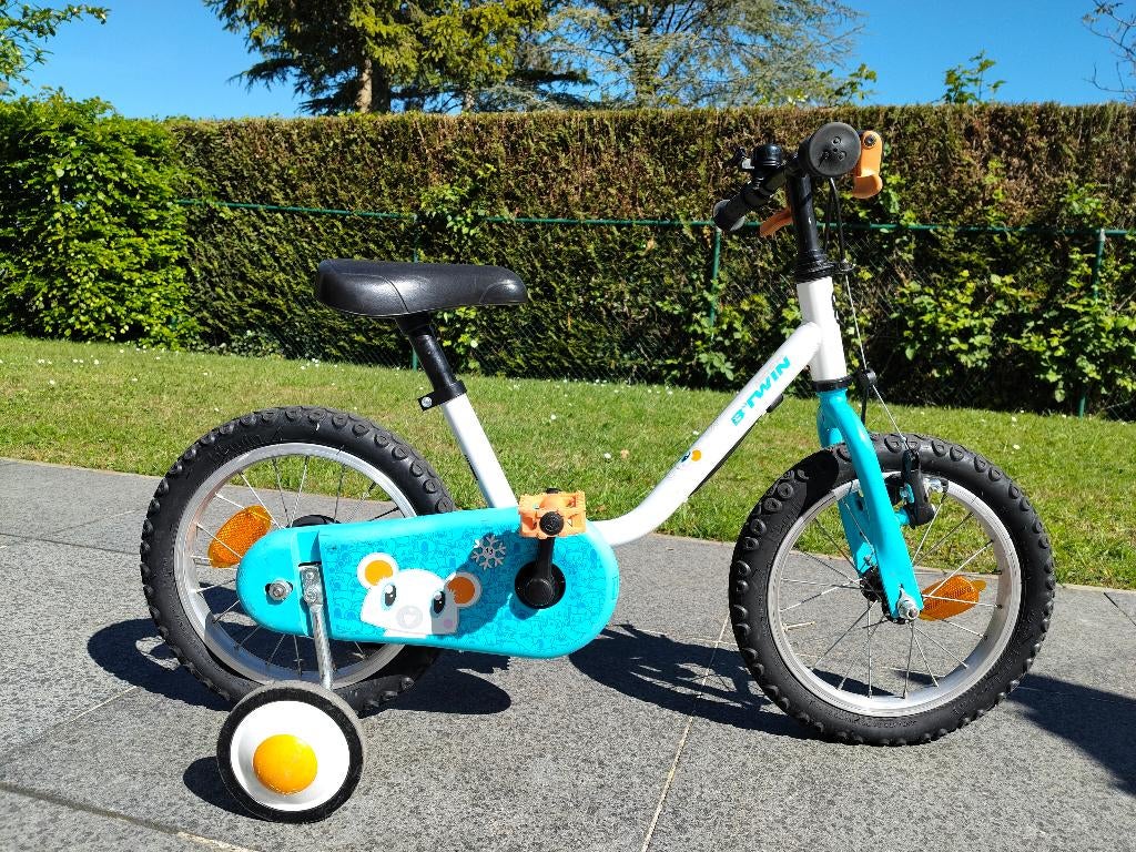 Kinderfiets 14" B-twin met gratis step Paw Patrol, Ophalen, Zijwieltjes, Gebruikt, B-Twin