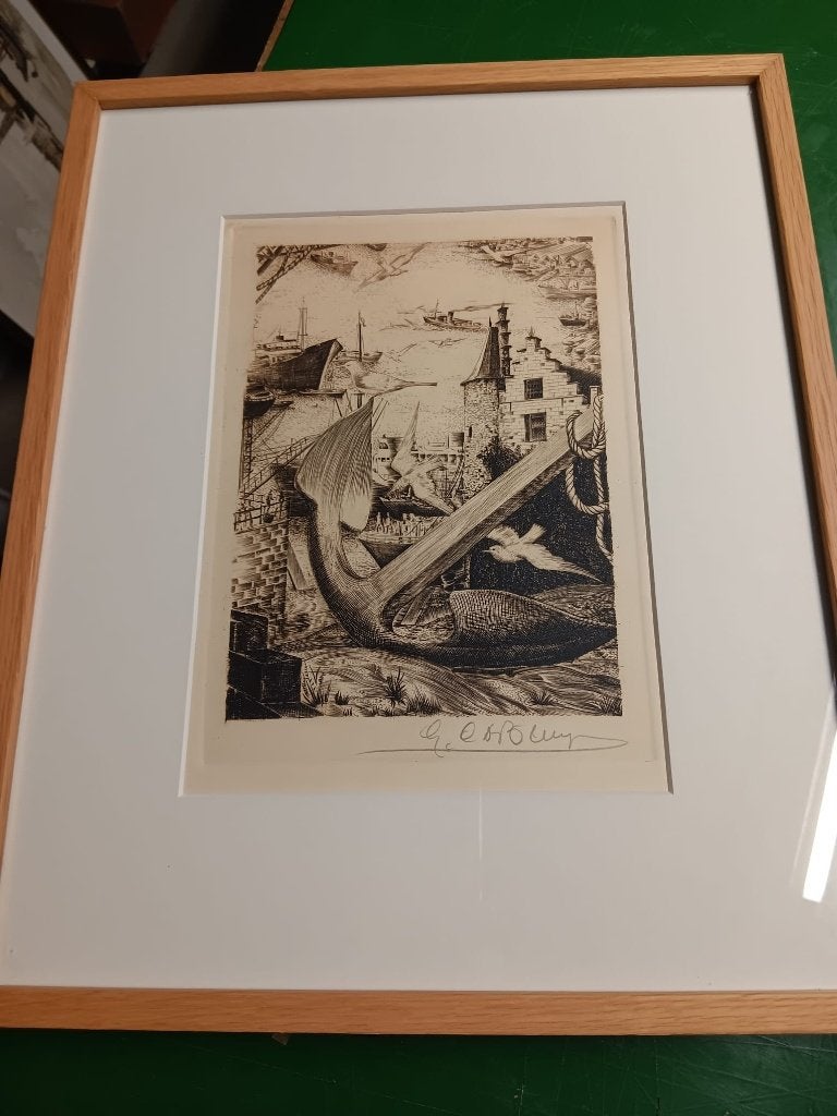 ets gesigneerd Gustaaf de Bruyne, Antiek en Kunst, Kunst | Etsen en Gravures, Ophalen of Verzenden, Ets, Gesigneerd