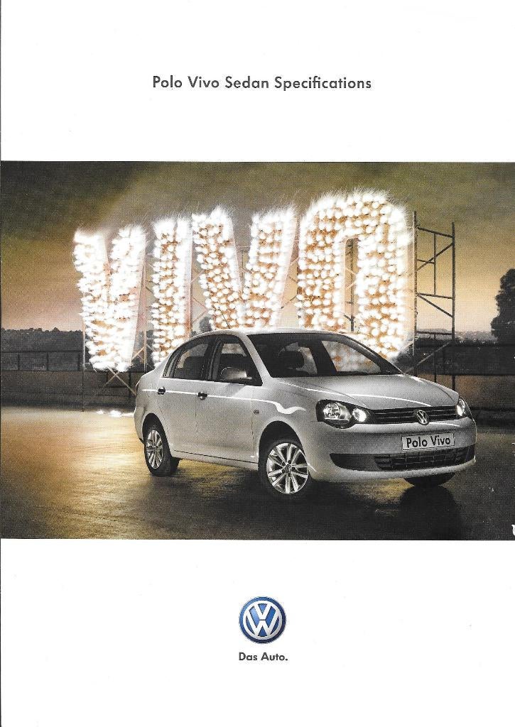 VOLKSWAGEN POLO VIVO SEDAN,  2011, Boeken, Auto's | Folders en Tijdschriften, Ophalen of Verzenden, Zo goed als nieuw, Volkswagen