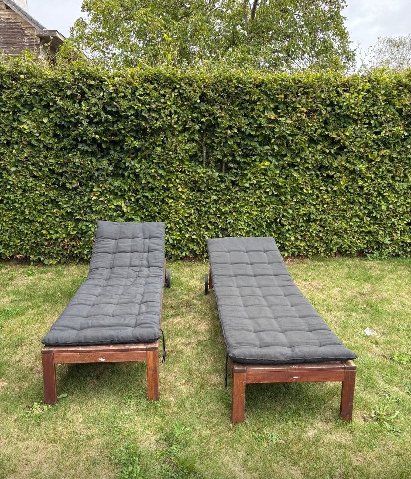 2 ligstoelen met kussens van IKEA, Enlèvement, Utilisé