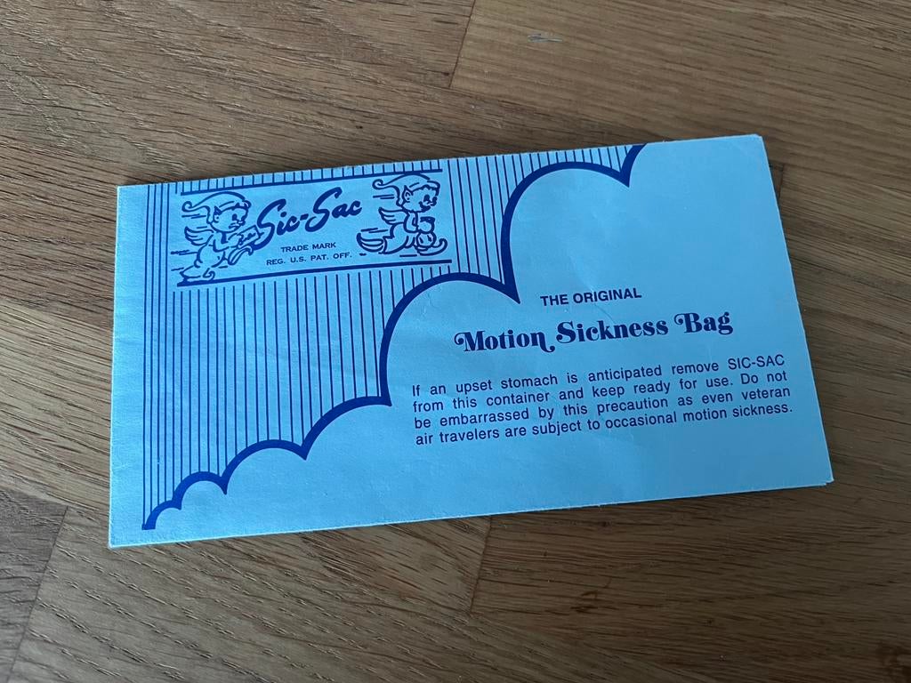 U.S. Motion Sickness Bag, Collections, Enlèvement ou Envoi, Comme neuf, Autres types