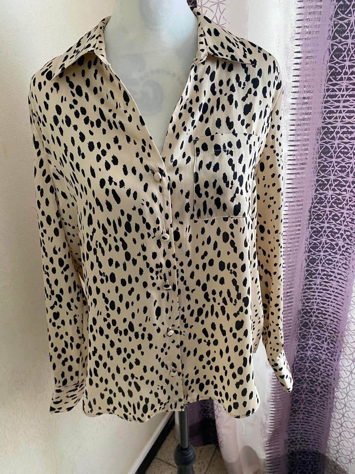 Satijnen blouse luipaardprint van River Island — FR 38/UK 10, Ophalen of Verzenden, Zo goed als nieuw