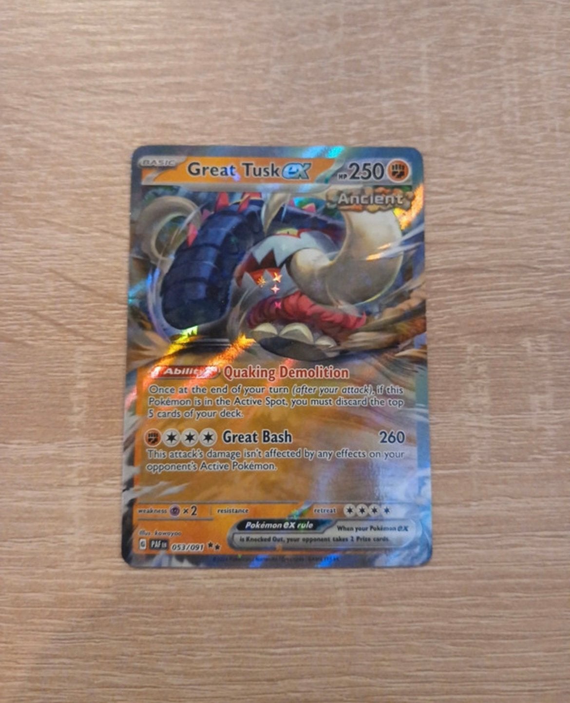 Carte Pokémon - Great Tusk ex 112 - Anglais, Enlèvement ou Envoi, Neuf, Cartes en vrac