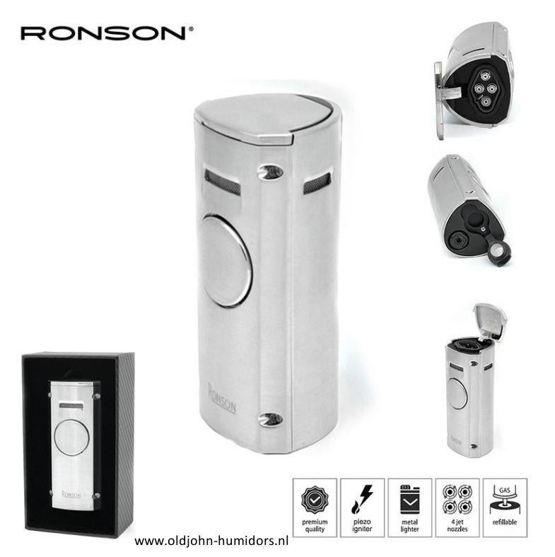 RONSON VOLCANO AANSTEKER 4 X JETFLAME BOOR CHROME SATIN  ro3, Envoi, Neuf, Briquet