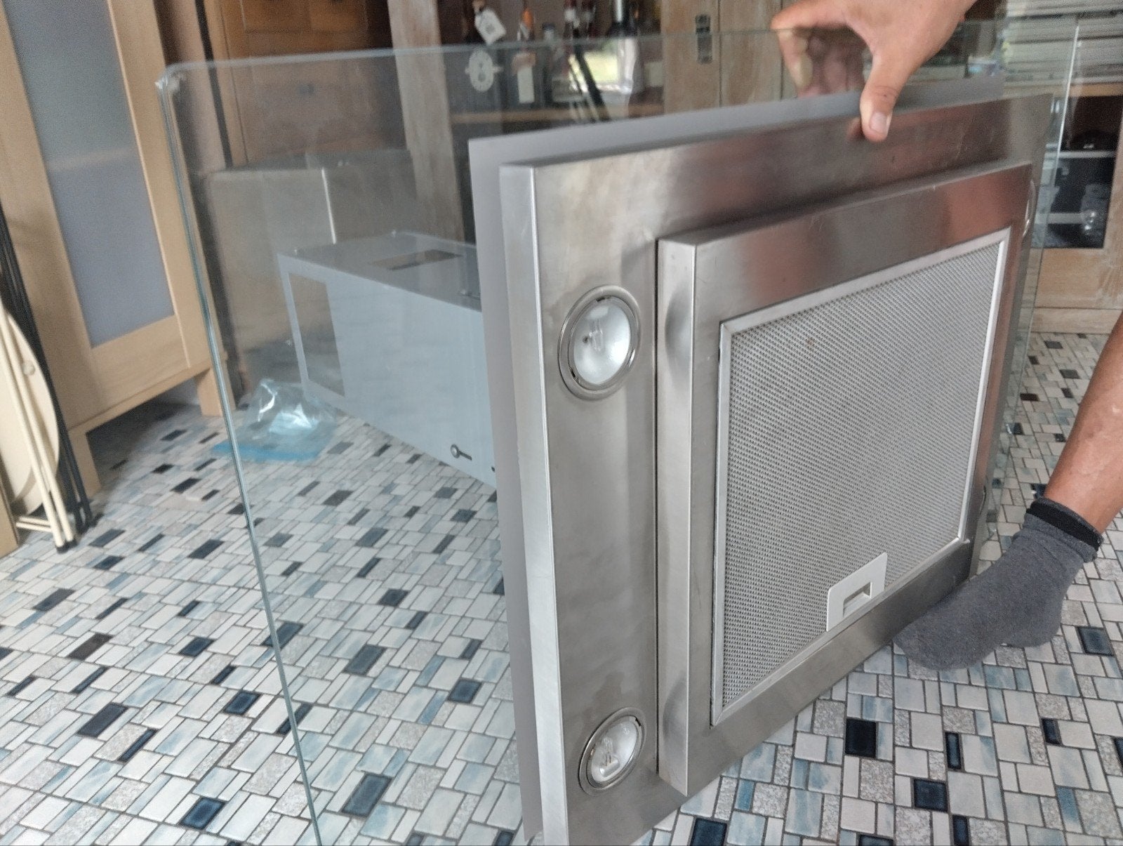 inox hang dampkap, Ophalen