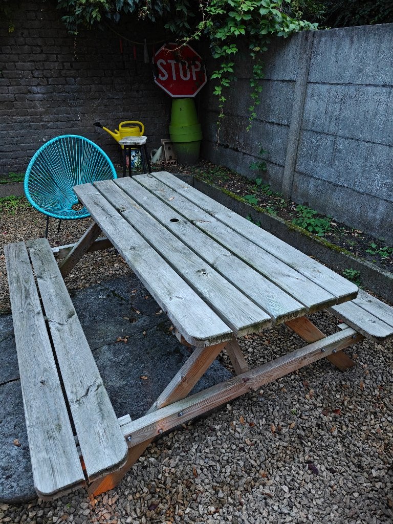 Picknicktafel, Tuin en Terras, Ophalen, Gebruikt, Inklapbaar, Rechthoekig