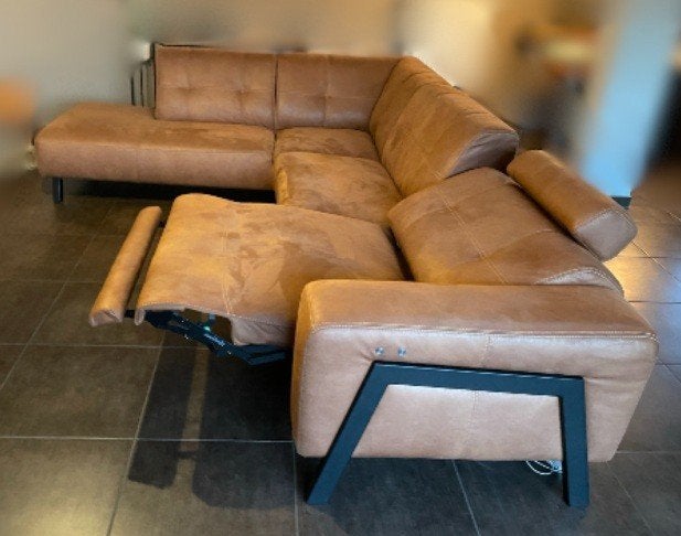 hoeksalon met relax + hoofdsteun - daim - prijs bespreekbaar, Huis en Inrichting, Ophalen, Hoekbank, 300 cm of meer, Zo goed als nieuw