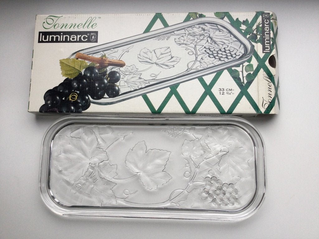 Vintage Franse cakeschaal. Luminarc, serie Tonelle. NIEUW, Ophalen, Vintage, Nieuw, Glas