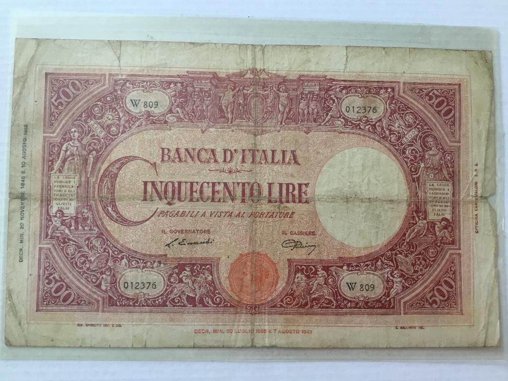 Bankbiljet 500 lire, Ophalen of Verzenden, Italië
