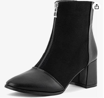Bottines à talons fermeture éclair sur le devant en Daim 40, Neuf, Boots et Botinnes, Noir, Envoi