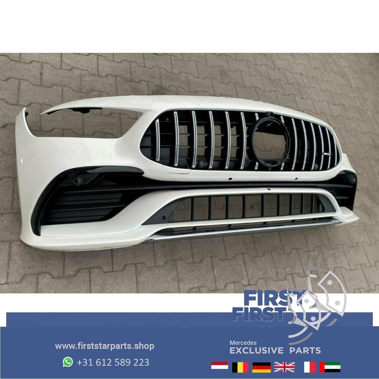 X290 W290 GT 43 53 4 DOORS COUPÉ AMG VOORBUMPER WIT COMPLEET, Gebruikt, -, Voor, Ophalen of Verzenden