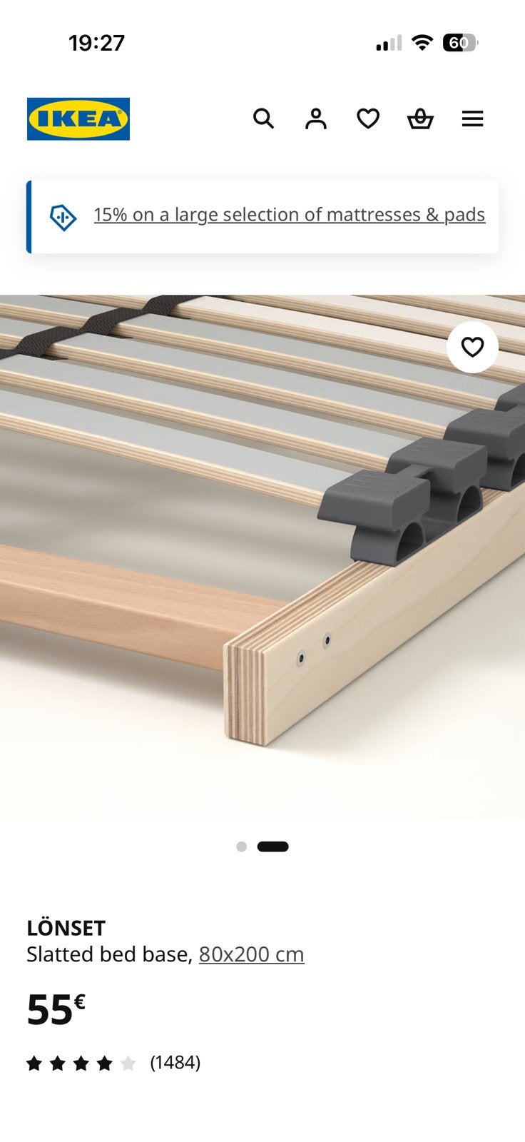 2 x Lattenbodem Lönset 80x200 Ikea nieuw, Maison & Meubles, Neuf, Sommier, 200 cm, Deux personnes