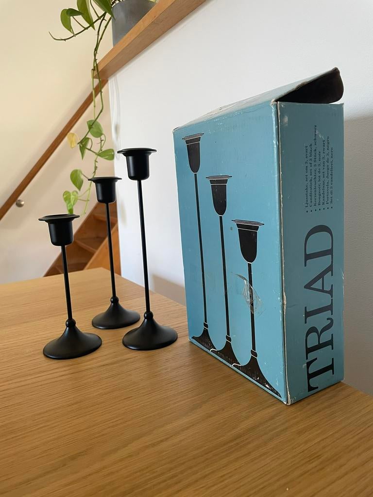 Ikea triad kandelaars, Zwart, Ophalen of Verzenden, Zo goed als nieuw, Metaal