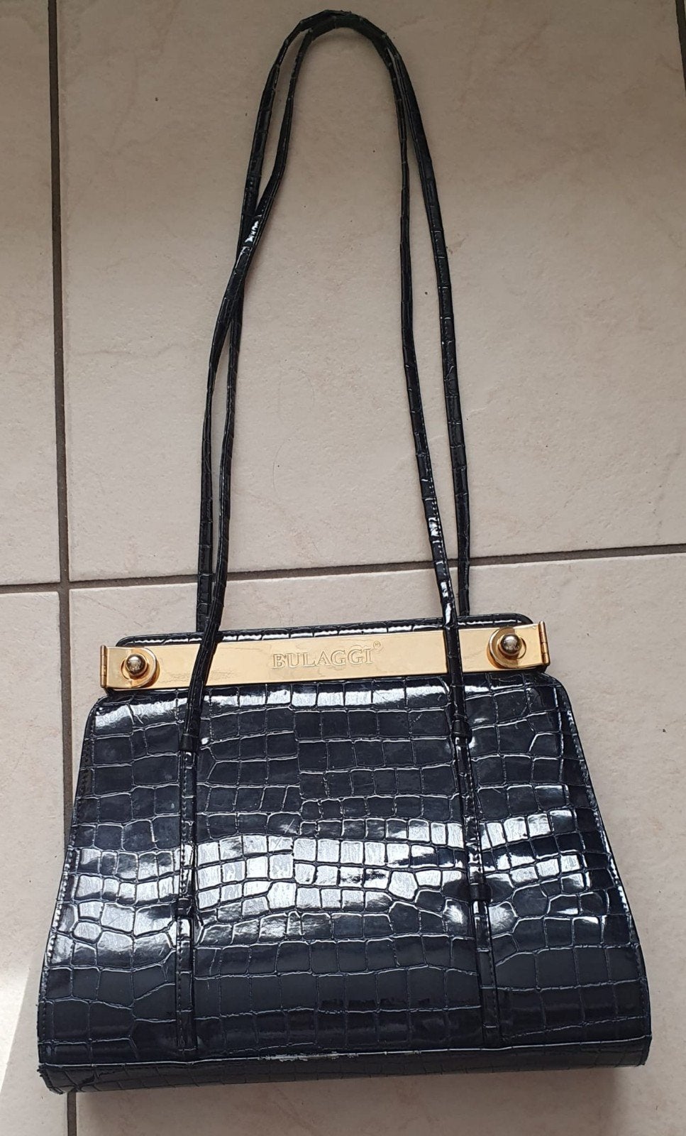 Bulaggi Schoudertas Zwart Kunstleer - Croco Print, Overige merken, Gebruikt, Zwart, Ophalen of Verzenden