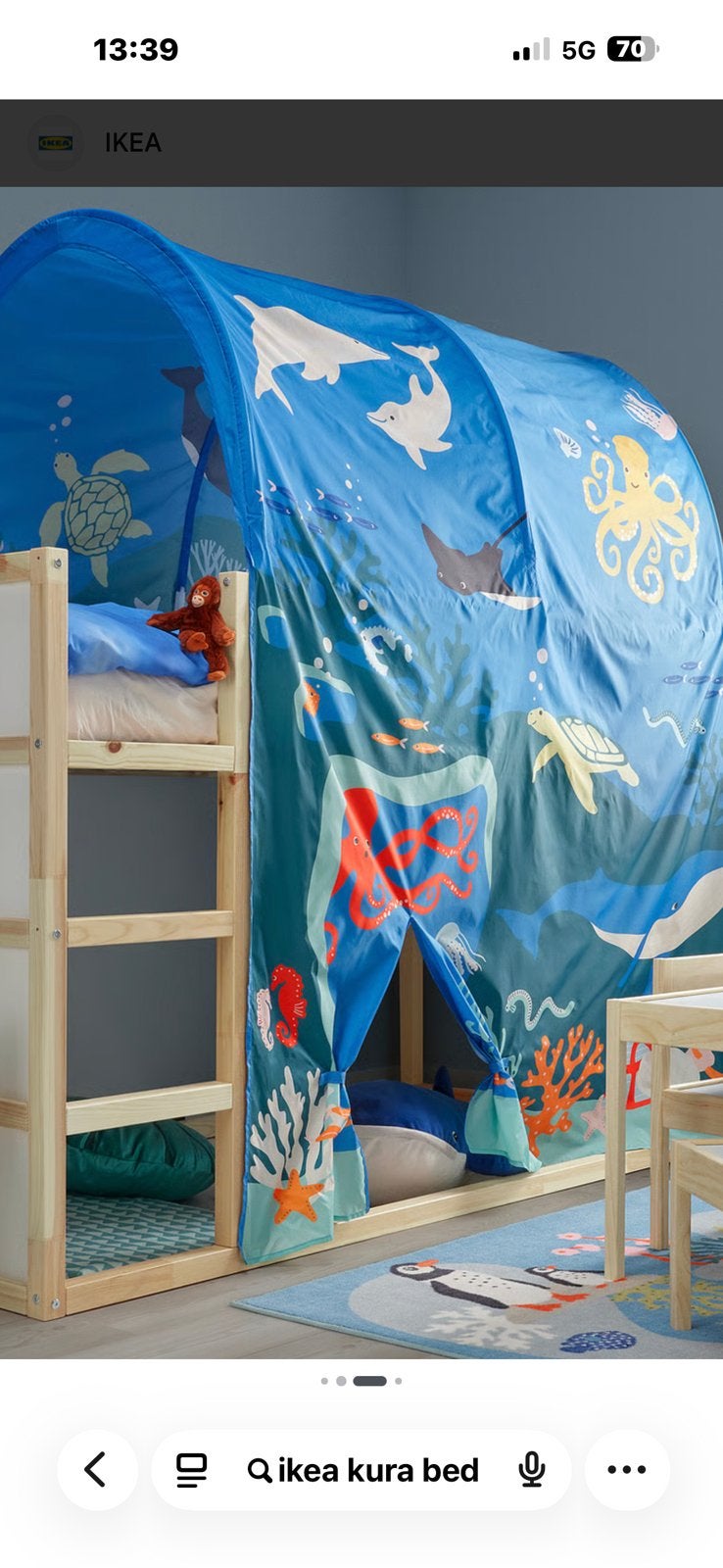 Lit réversible Ikea Kura avec tente et matelas, Enlèvement, Comme neuf