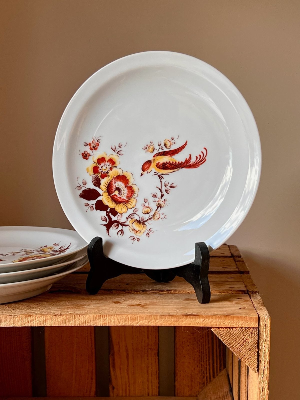 Set 4 assiettes à dessert rétro Bareuther Birds of Paradise, Antiquités & Art, Antiquités | Services (vaisselle) pièces, Enlèvement ou Envoi