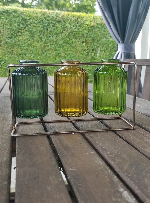 Hangende groene kleuren vazen potten in rek, Enlèvement, Utilisé, Convient pour fleurs séchées, Vert