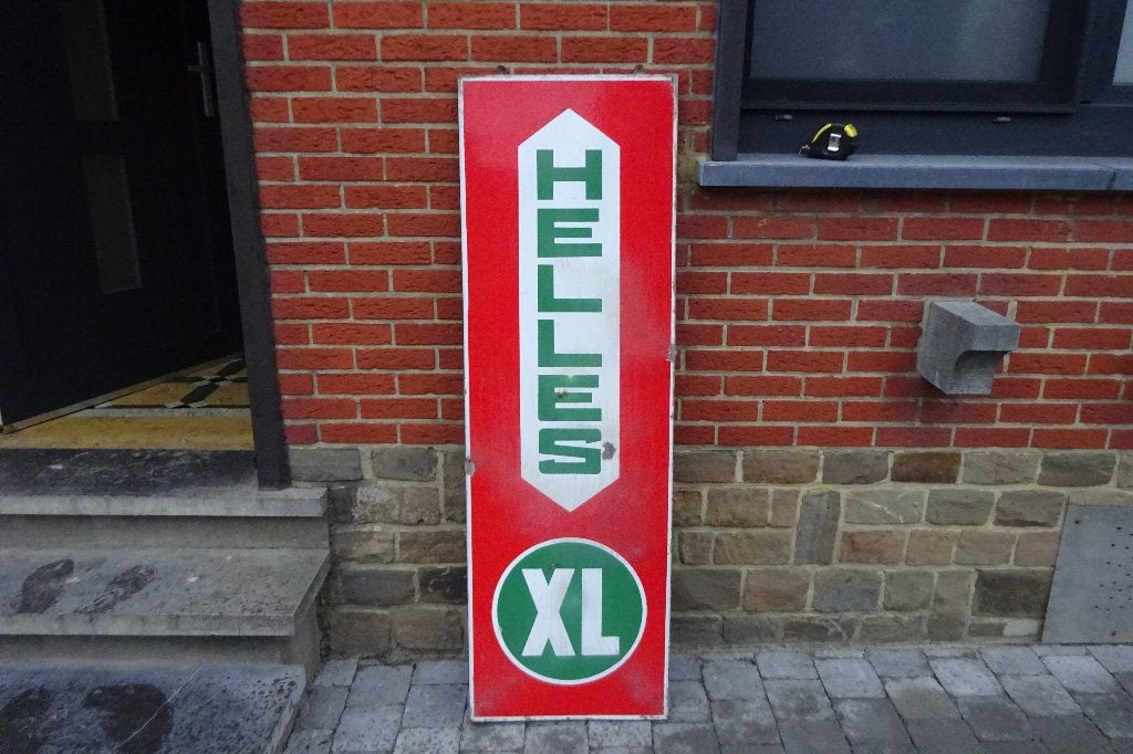 XL Helles 1948 originele emaille plaat, Verzamelen, Ophalen, Gebruikt, Reclamebord