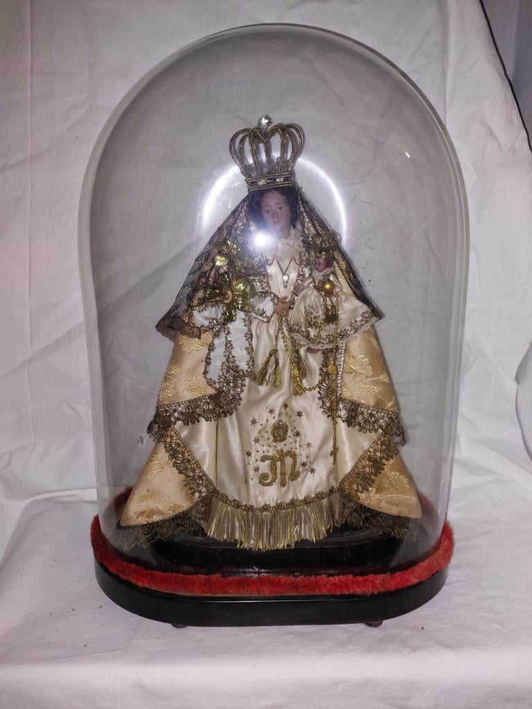 Mooie grote stolp met moeder en kind van 50 cm hoog glas 3mm, Ophalen