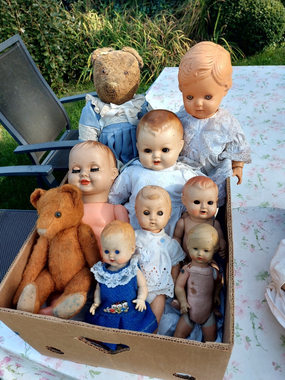partij antieke poppen en beren, Verzamelen, Ophalen of Verzenden