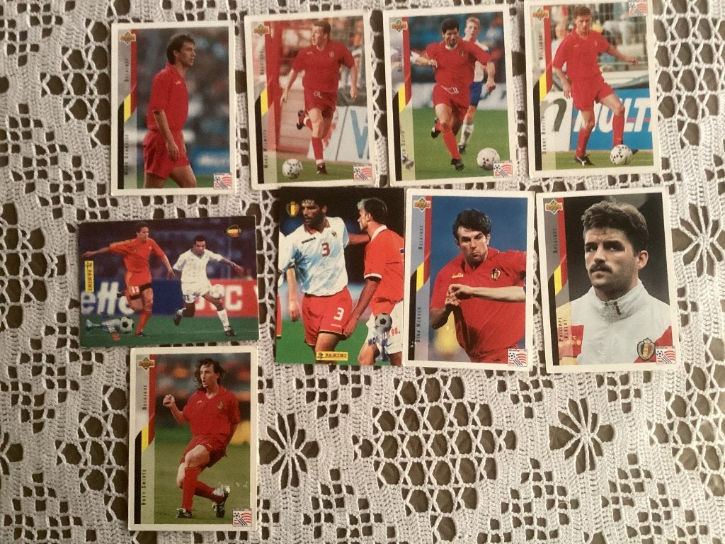 9 prenten chromos trade cards PANINI Rode duivels USA 94, Collections, Enlèvement ou Envoi, Utilisé