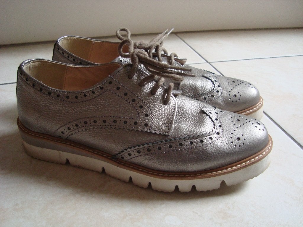 basket derbies cuir P40 femme, Gris, Comme neuf, Enlèvement, Autres types