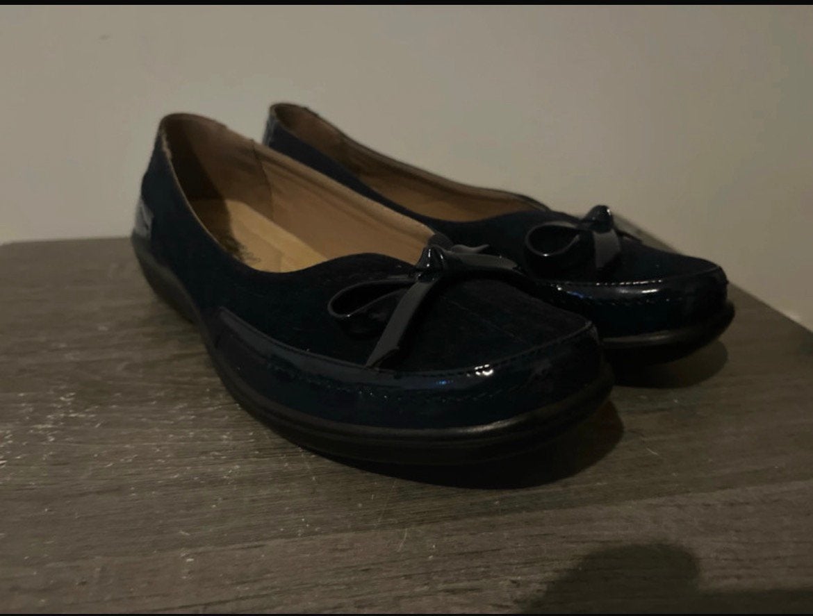 Nieuwe marineblauwe leren ballerina’s – echt Italiaans leer, Neuf, Enlèvement, Bleu, Ballerines