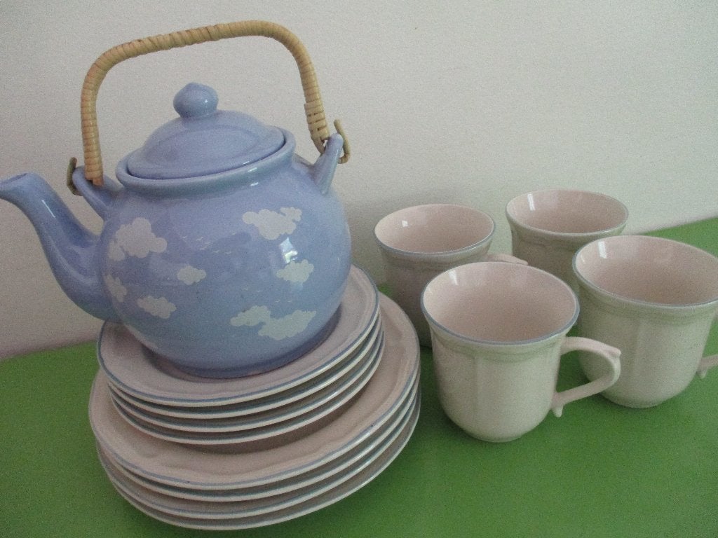 Serviesje 4 personen, Ophalen, Vintage, Zo goed als nieuw, Aardewerk