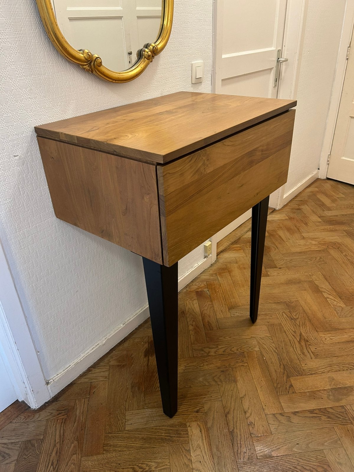 Console en Teck / pied metal, Enlèvement, Comme neuf, Teck