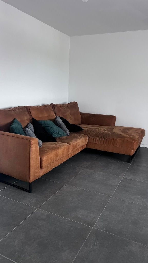 Cognac kleurige zetel, Banc d'angle, Enlèvement, Utilisé, Tissus