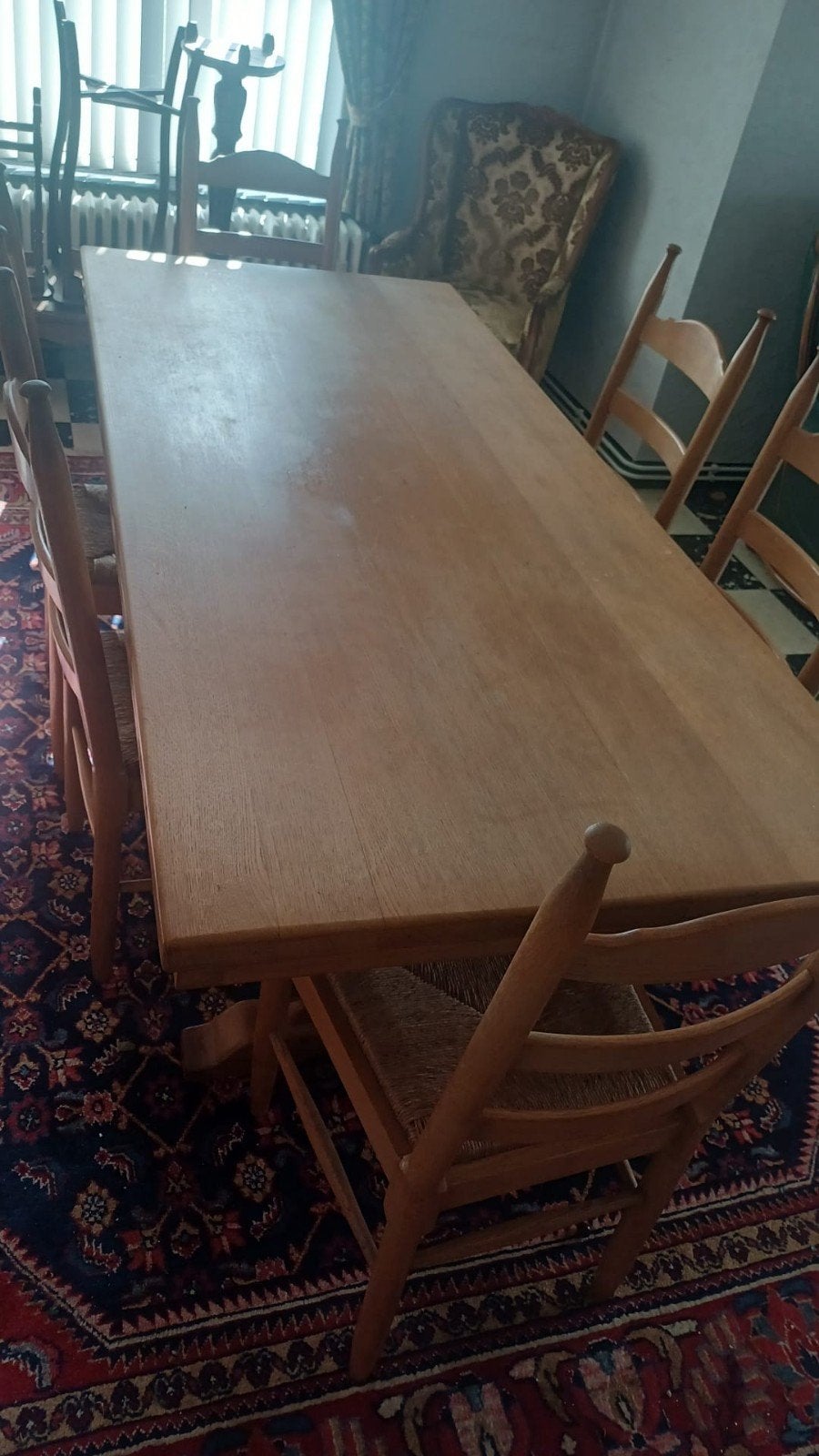 Salle à manger beige en bois avec 6 chaises, Enlèvement, Utilisé, Classique, 6 à 8 chaises