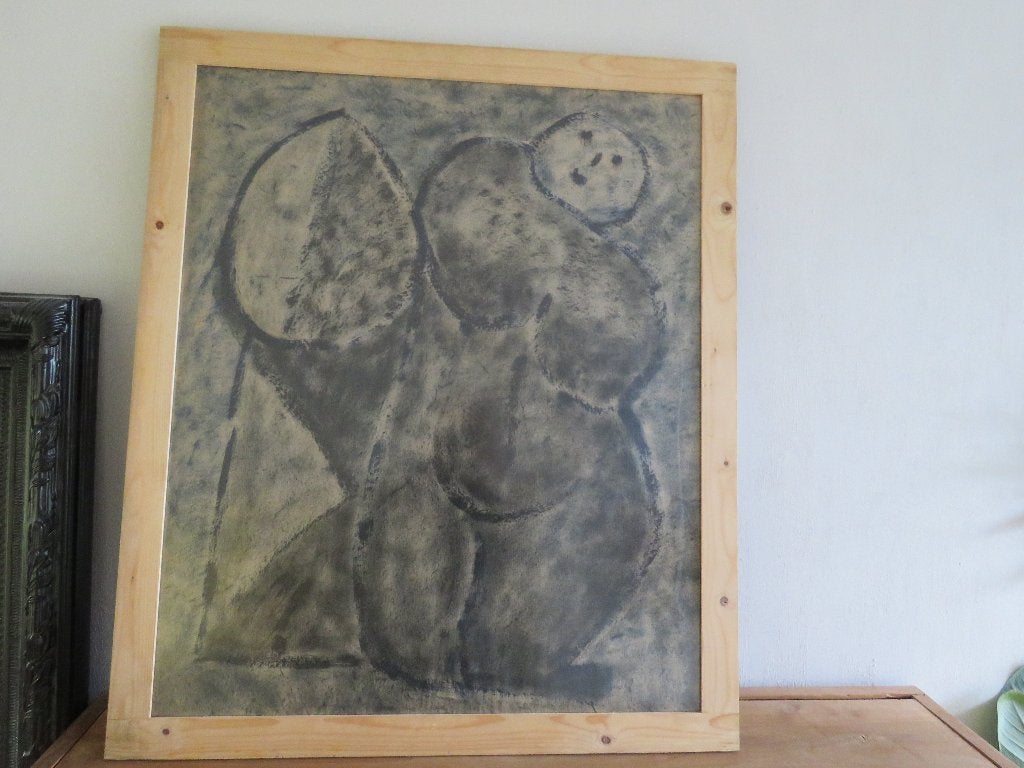 Wout Wilgenburg Personages Abstract op papier drieluik, Ophalen