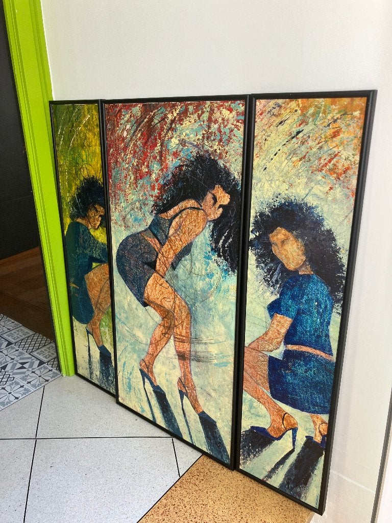 Vangangel Michel - Triptiek Schilderijen 60x120 en 30x120, Antiek en Kunst, Ophalen