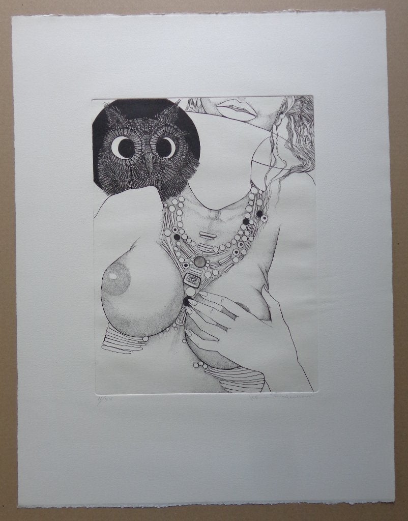 JEF VAN TUERENHOUT / LILITH / ZW-W ETS / 65x50cm / SIG, Portret en Figuren, Ophalen of Verzenden, Gelimiteerde oplage, Ets