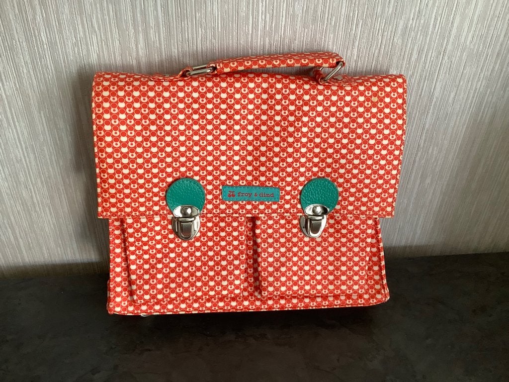 Vintage retro boekentas (22x25 cm), Handtassen en Accessoires, Minder dan 30 cm, Aktetas of Boekentas, Ophalen of Verzenden, Zo goed als nieuw