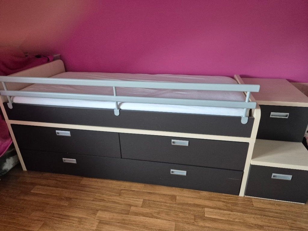 bed, Kinderen en Baby's, Kinderkamer | Bedden, Ophalen, Gebruikt, 85 tot 100 cm, Hoogslaper of Stapelbed