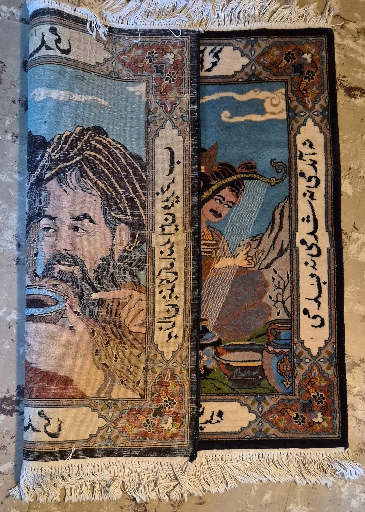 perzische (tabriz) PICTORIAL HANDGEKNOOPTE wandTAPIjt, 50 tot 100 cm, Perzisch, Zo goed als nieuw, Overige vormen