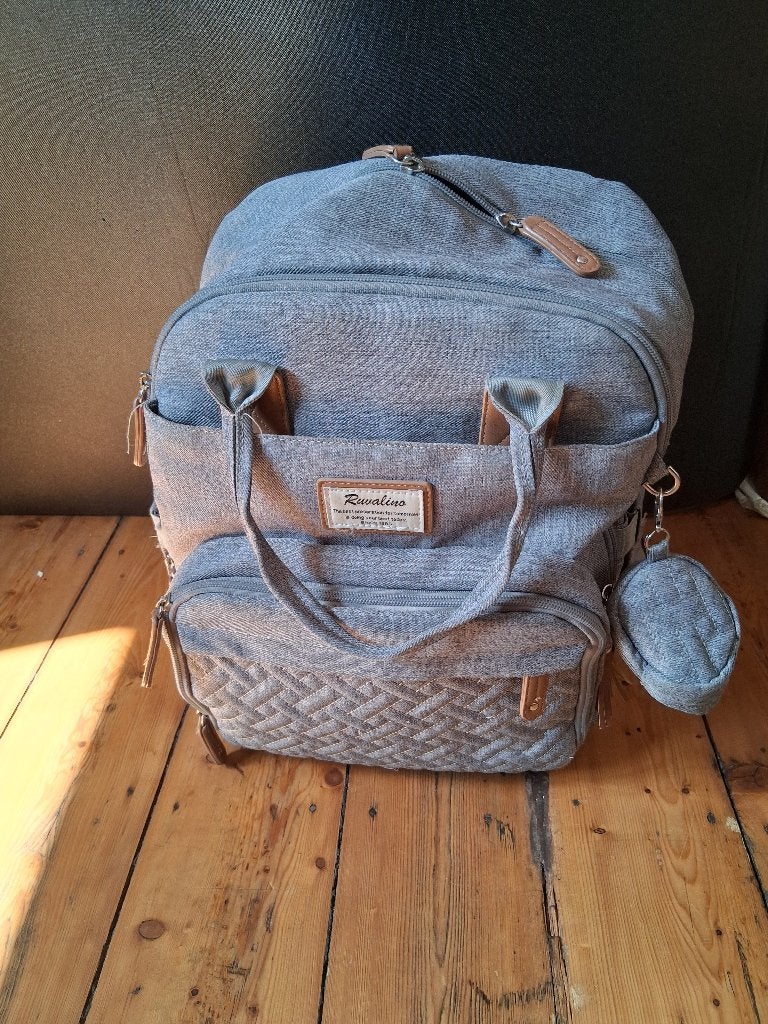 sac pour bébé et crèche (Rwalino), Enlèvement, Comme neuf, Gris, Sac à dos