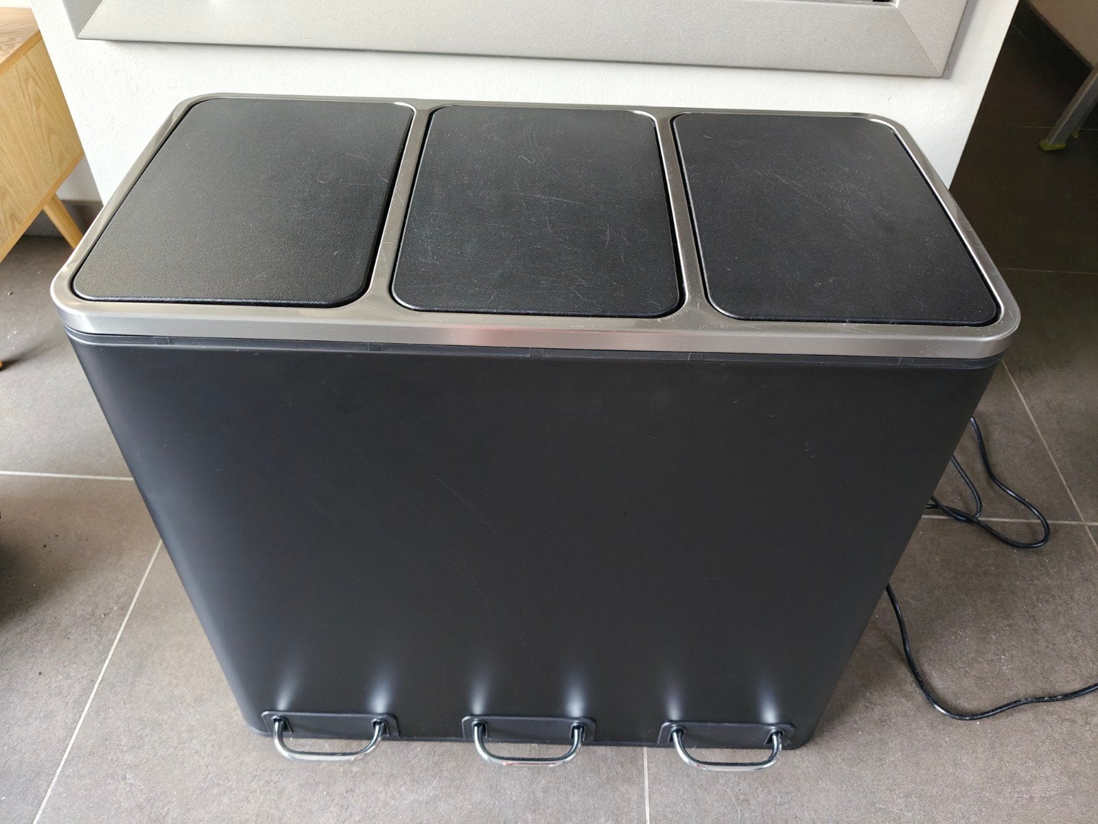 poubelle de tri des déchets avec 3 bacs, Maison & Meubles, Accessoires pour la Maison | Poubelles, Enlèvement, Comme neuf, Inox