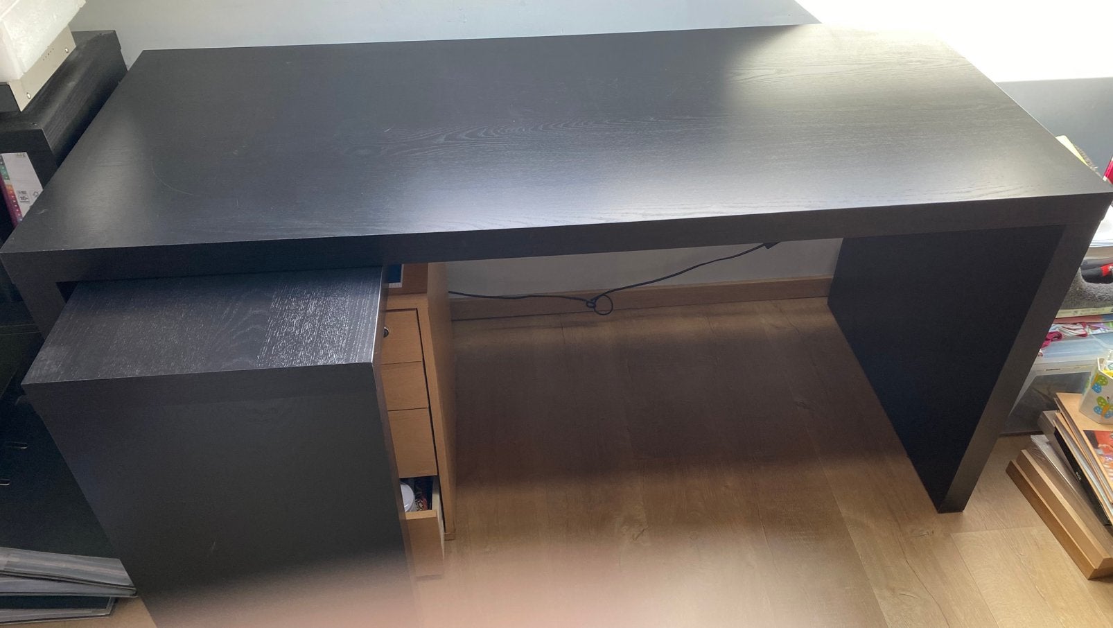 Ikea Malm zwart/bruin uitschuifbaar bureau, Ophalen, IKEA, Bruin