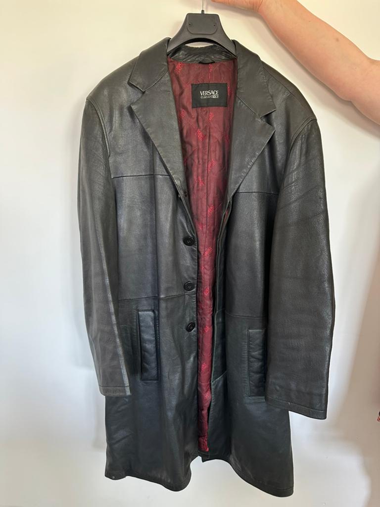 Lederen jas Versace Classic V2, Ophalen, Zo goed als nieuw, Maat 56/58 (XL), Zwart