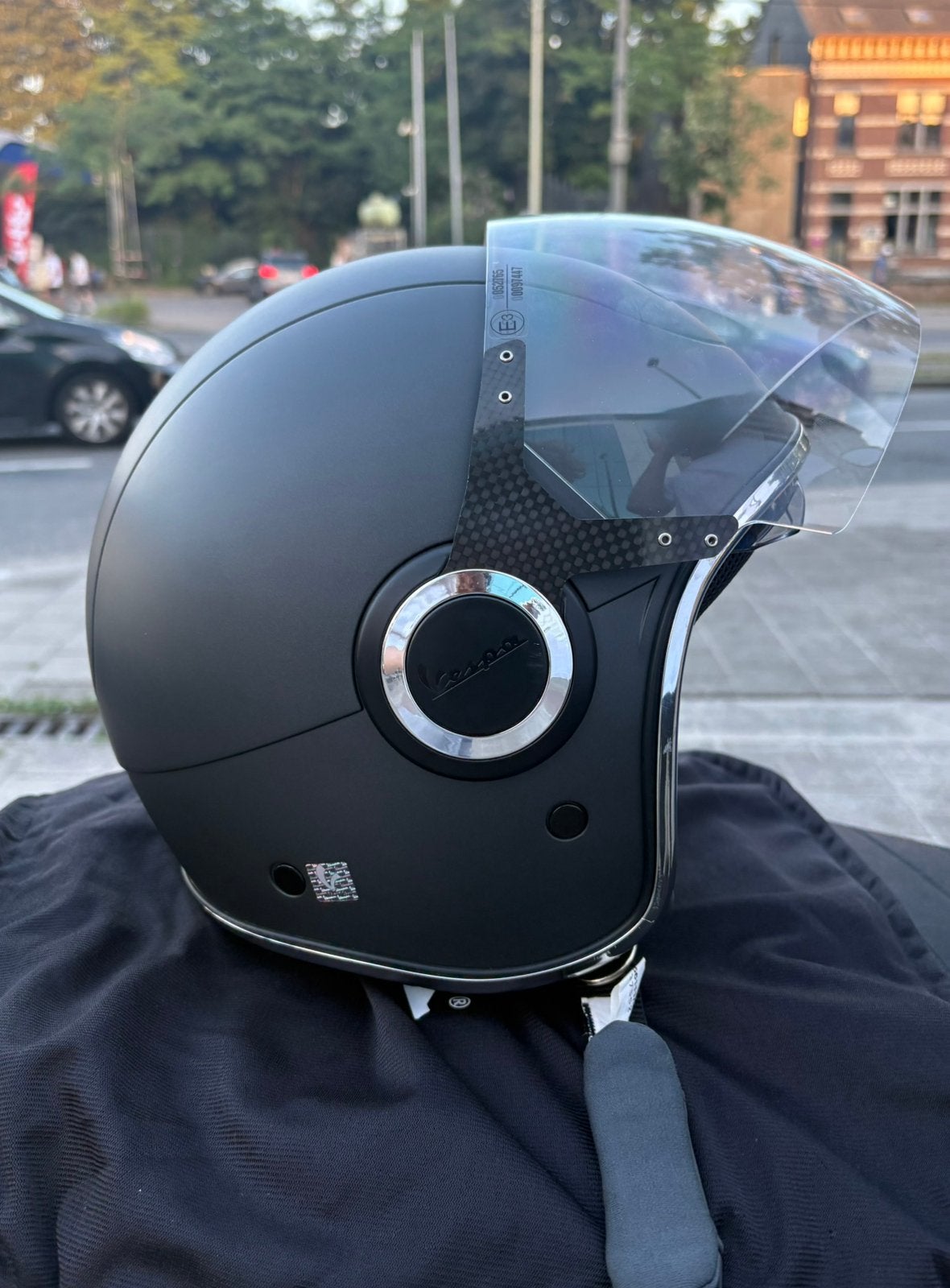 Gloednieuwe Vespa VJ double grey helm MAAT M, Ophalen, Zo goed als nieuw