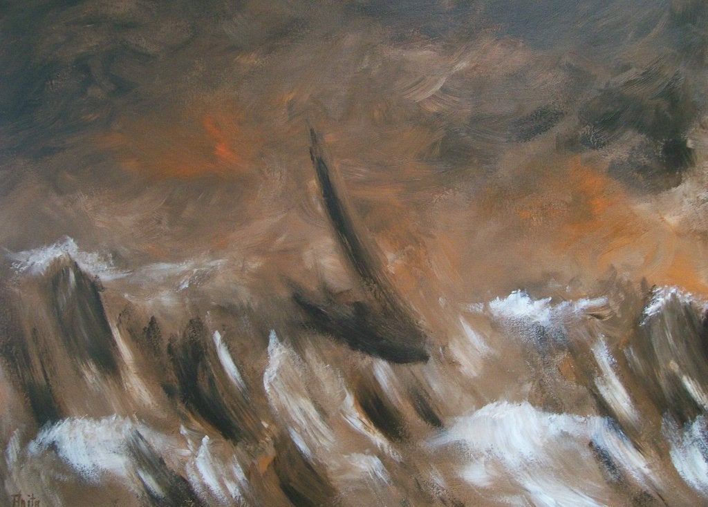 Modern schilderij zee, 50-70 cm, Antiek en Kunst, Acrylverf, Handgeschilderd, Overige materialen, Landschap