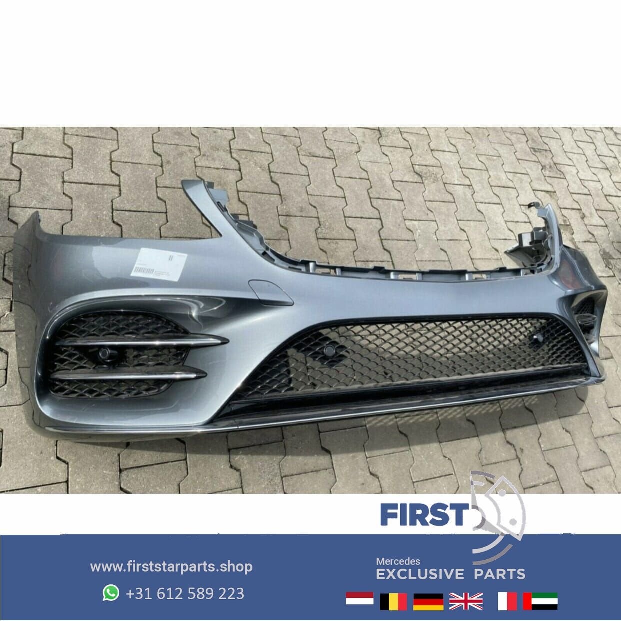 W222 AMG VOORBUMPER COMPLEET GRIJS origineel Mercedes S KLAS, Gebruikt, -, Voor, Ophalen of Verzenden