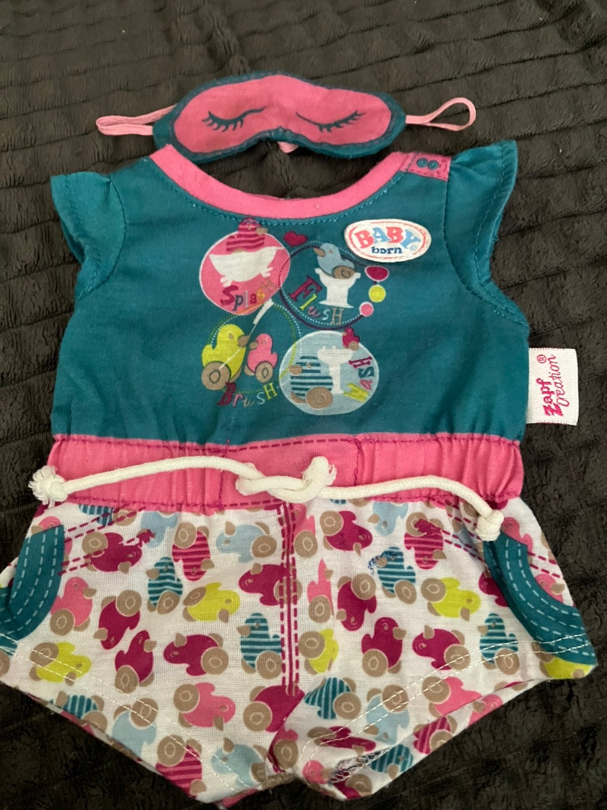 Zomer pyjama + slaapmasker baby born zapf creation  pop 43 c, Kinderen en Baby's, Speelgoed | Poppen, Ophalen of Verzenden, Gebruikt