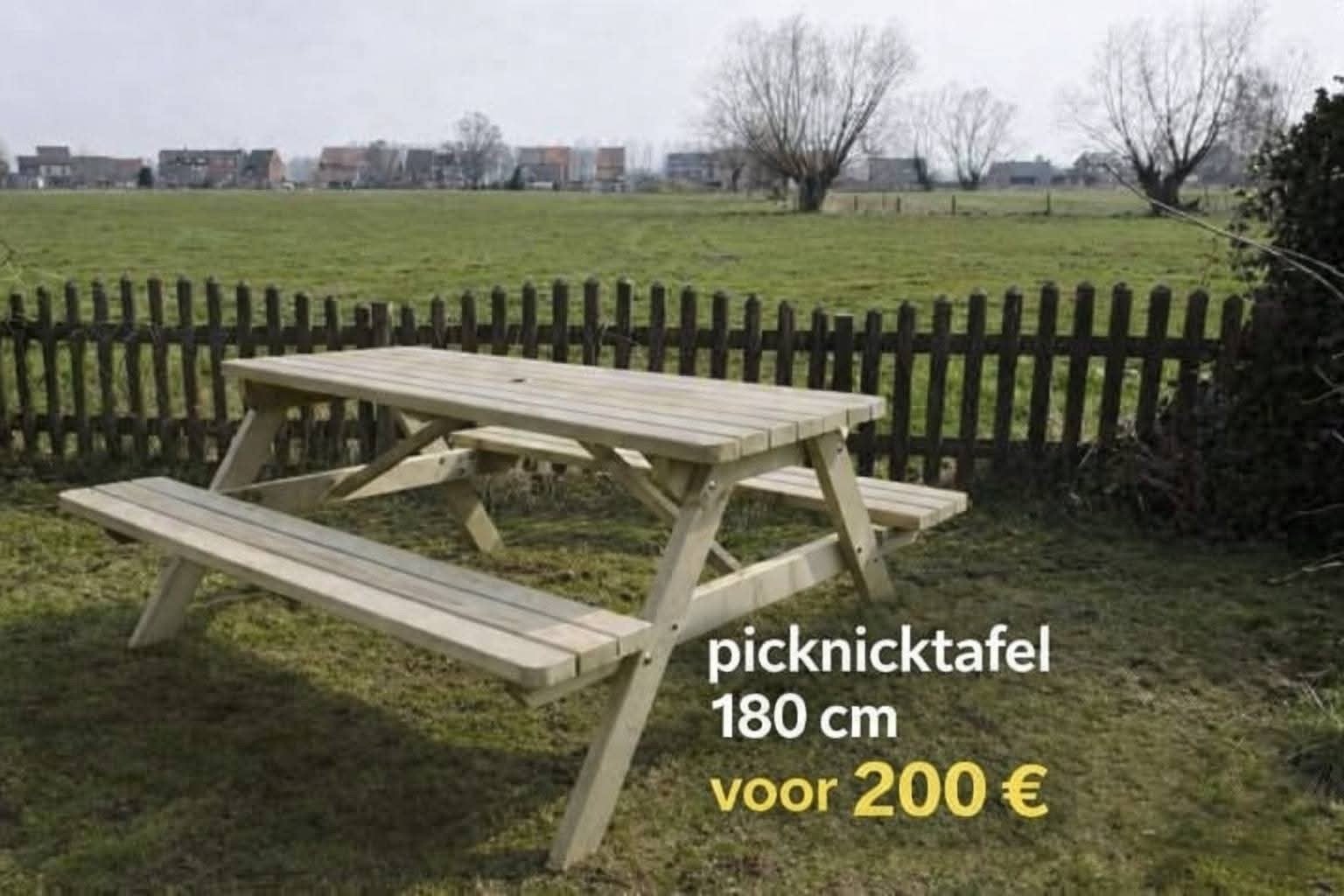 Nieuwe picknicktafel 180 cm, Tuin en Terras, Picknicktafels, Ophalen, Hout